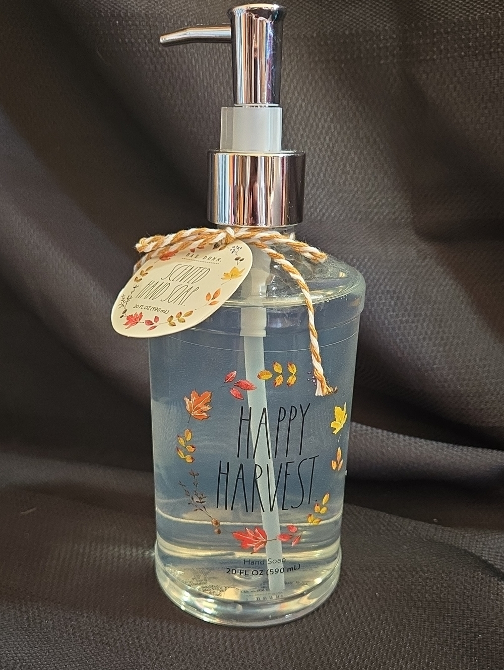 Rae Dunn Clear Honey Scented Hand Soap with Autumn Leaf Accents